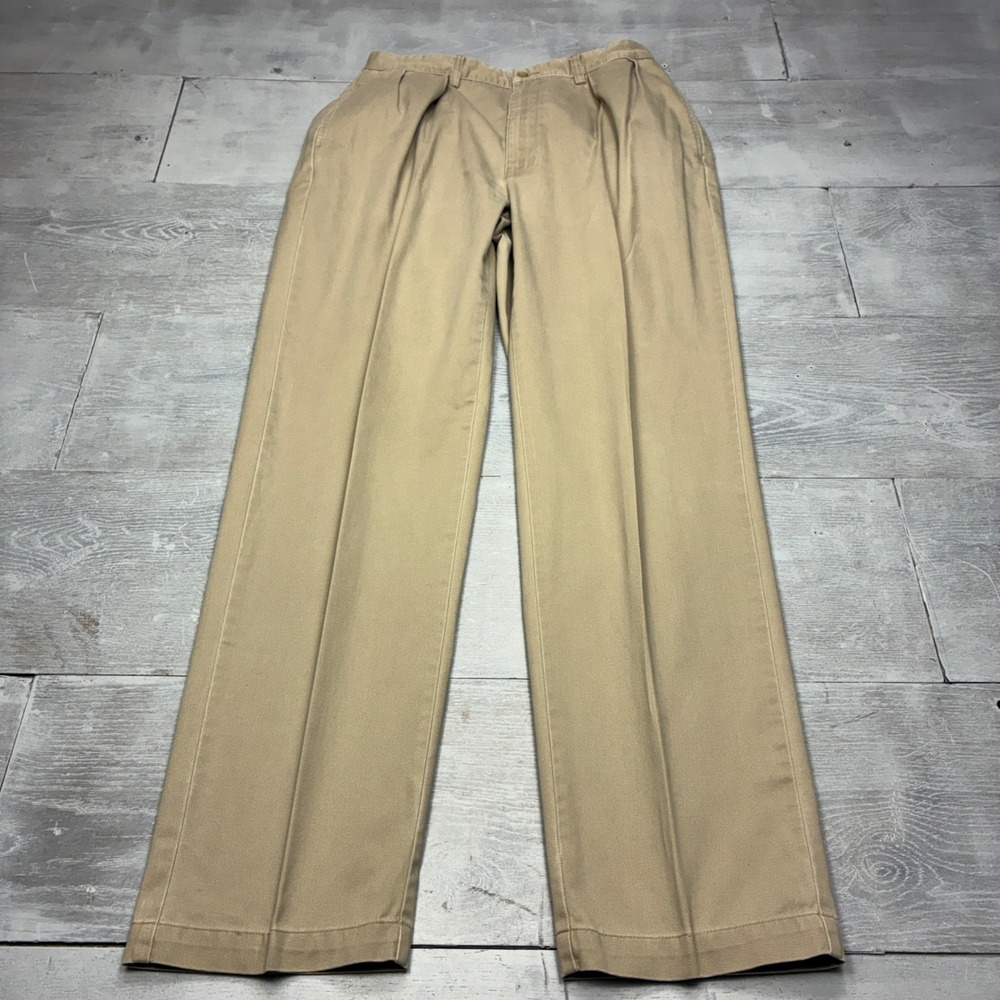Polo Ralph Lauren Andrew Pants Mens 35x34 Khaki Double Pleated Chino Vintage